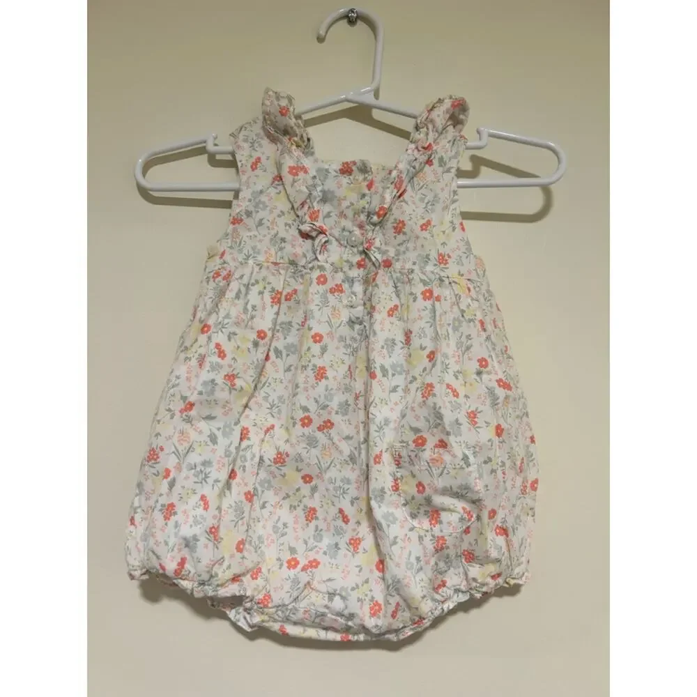 Janie & Jack Travel Light Cotton Floral Bubble Ditsy Romper Size 6-12 Months